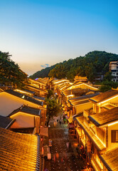 Night view of ancient town streets in Chongqing, China