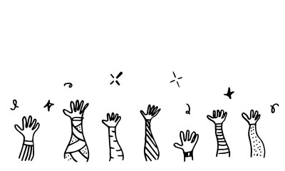 Applause hand draw on white background.vector illustration.