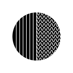 geometric shapes concept, circle with wavy lines and stripes design, silhouette style