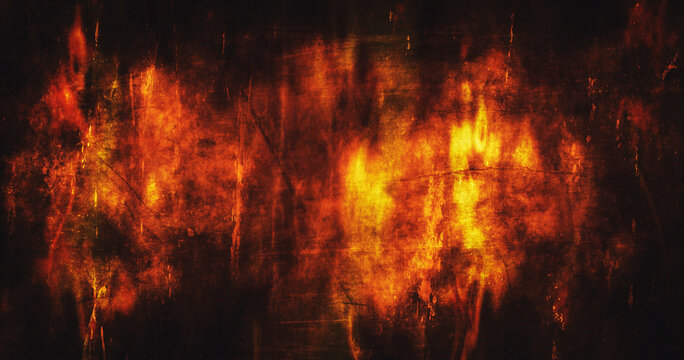 Burning fire grunge looking background 3D Rendering