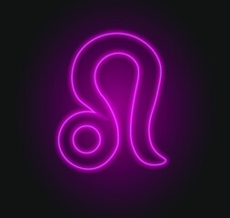 The Leo zodiac symbol, horoscope sign in trendy neon style . Leo astrology sign with light effects for web or print.