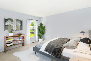 modern and minimalist bedroom interior