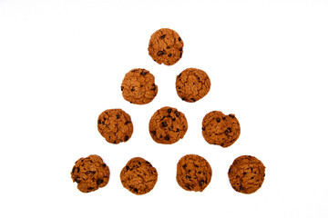 Chocolate cookies on a white background.