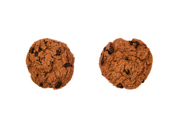 Chocolate cookies on a white background.