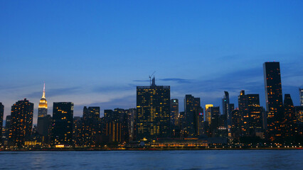 landscape of manhattan midtown night time 