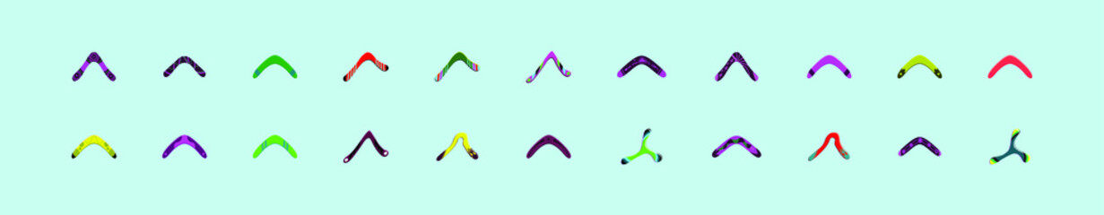 Set of native boomerangs. vector illustration. isolated on blue background