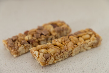 two granola bars on a table