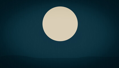 Full moon in dark blue sky background in rainy night