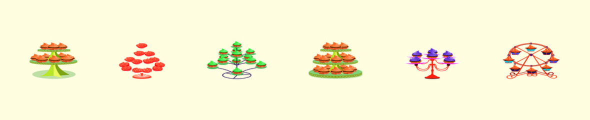 collection of cute cupcake. vector illustration.