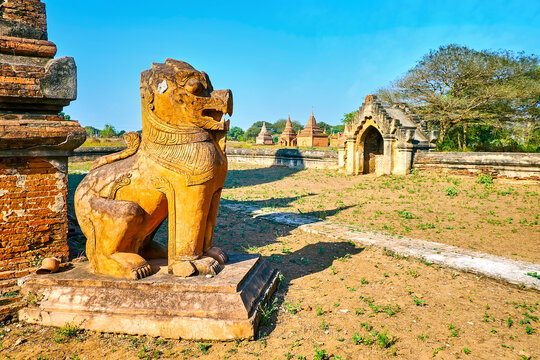 The Ancient Chinthe Lion Guardians In Bagan, Myanmar