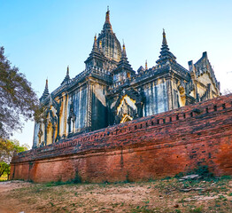 The walls of Shwegu Gyi Phaya Pagoda in Bagan, Myanmar