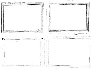 Set of Grunge Black and White Frames . textured rectangles for image