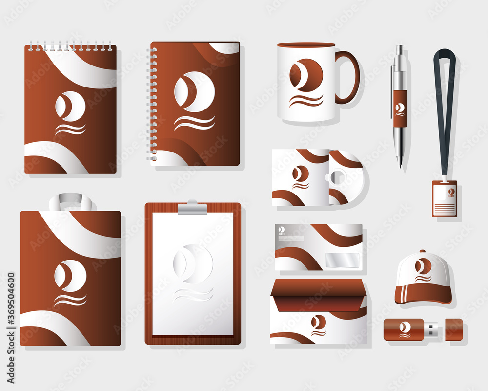 Poster notebooks and set branding icons