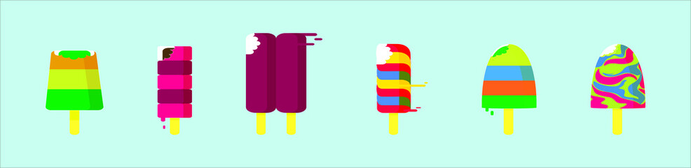 Ice cream collection, vector illustration. isolated on blue background