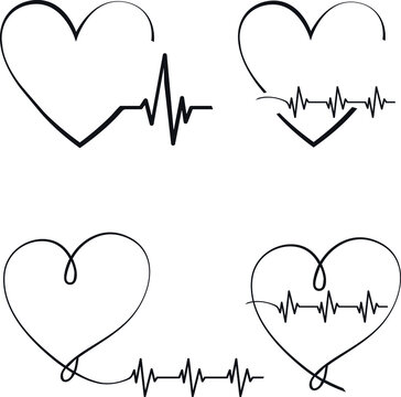 Cute heart line, vector illustration
