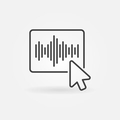Mouse Click on Sound Wave Button vector thin line concept icon or design element