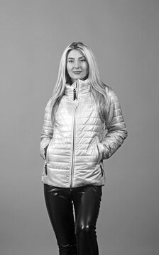 Young beautiful woman wearing casual jacket over pearch isolated background.