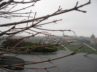 Autumn in the European city is rainy cloudy cloudy