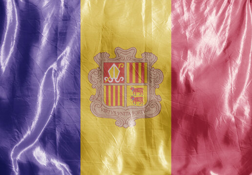 State flag fluttering in the wind. Colored background on textiles