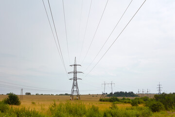 Transmission towers and power lines