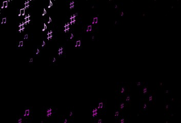 Dark Purple vector texture with musical notes.