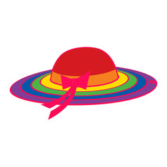 LGBT symbols. Summer hat, icon. Vector illustration on a white background.