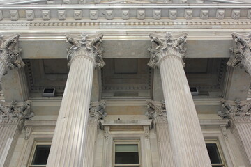 Limestone building with Corinthian columns and ornaments
