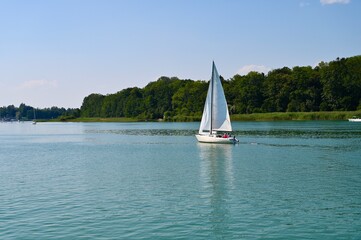 Sailing boat on lake Chiemsee.