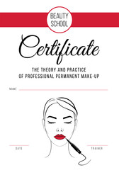 Certificate of permanent make-up master. Tattoo Makeup Certificate Template. Diploma in the theory and practice of permanent make-up. 