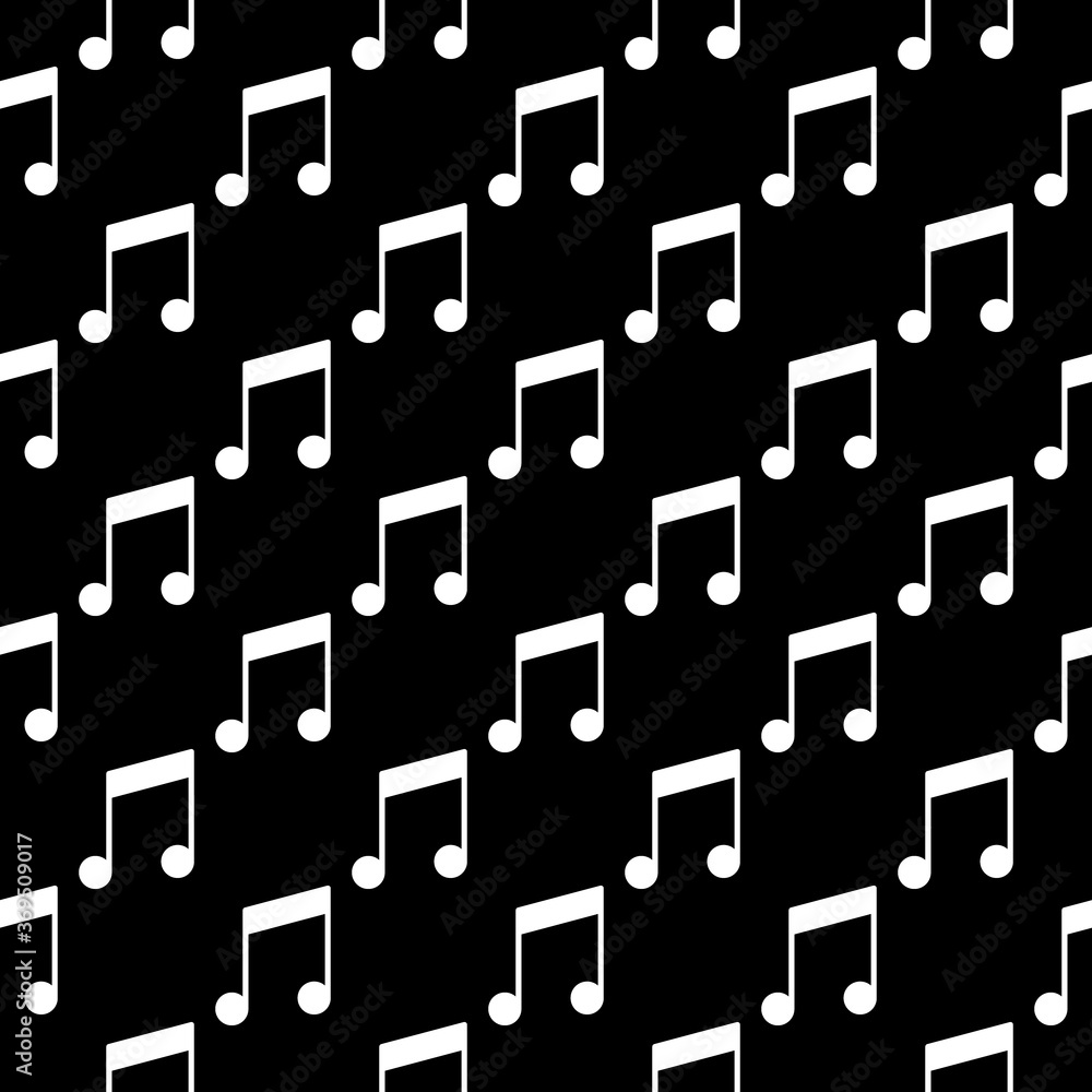 Poster white musical note vector minimal seamless pattern on dark background