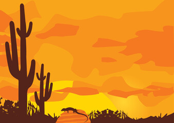 Mexican desert sunset background