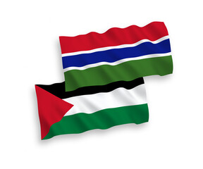 Obraz premium Flags of Republic of Gambia and Palestine on a white background