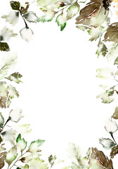 Wedding invitation, greeting card, watercolor painting with plant elements on a white background in modern style.