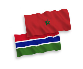 Flags of Republic of Gambia and Morocco on a white background