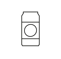 Can of beer linear flat Icon. Outline illustration of soda or beer. isolated web pictogram. - Vector
