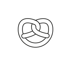 Pretzel Vector flat Icon outline design.  Twisted knot bread frow bakery illustration for web