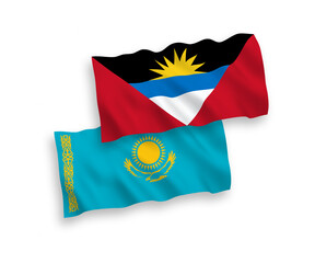 Flags of Kazakhstan and Antigua and Barbuda on a white background