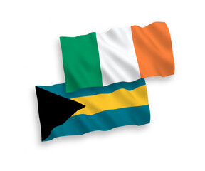 Flags of Ireland and Commonwealth of The Bahamas on a white background
