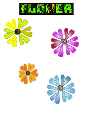 set of colorful flowers