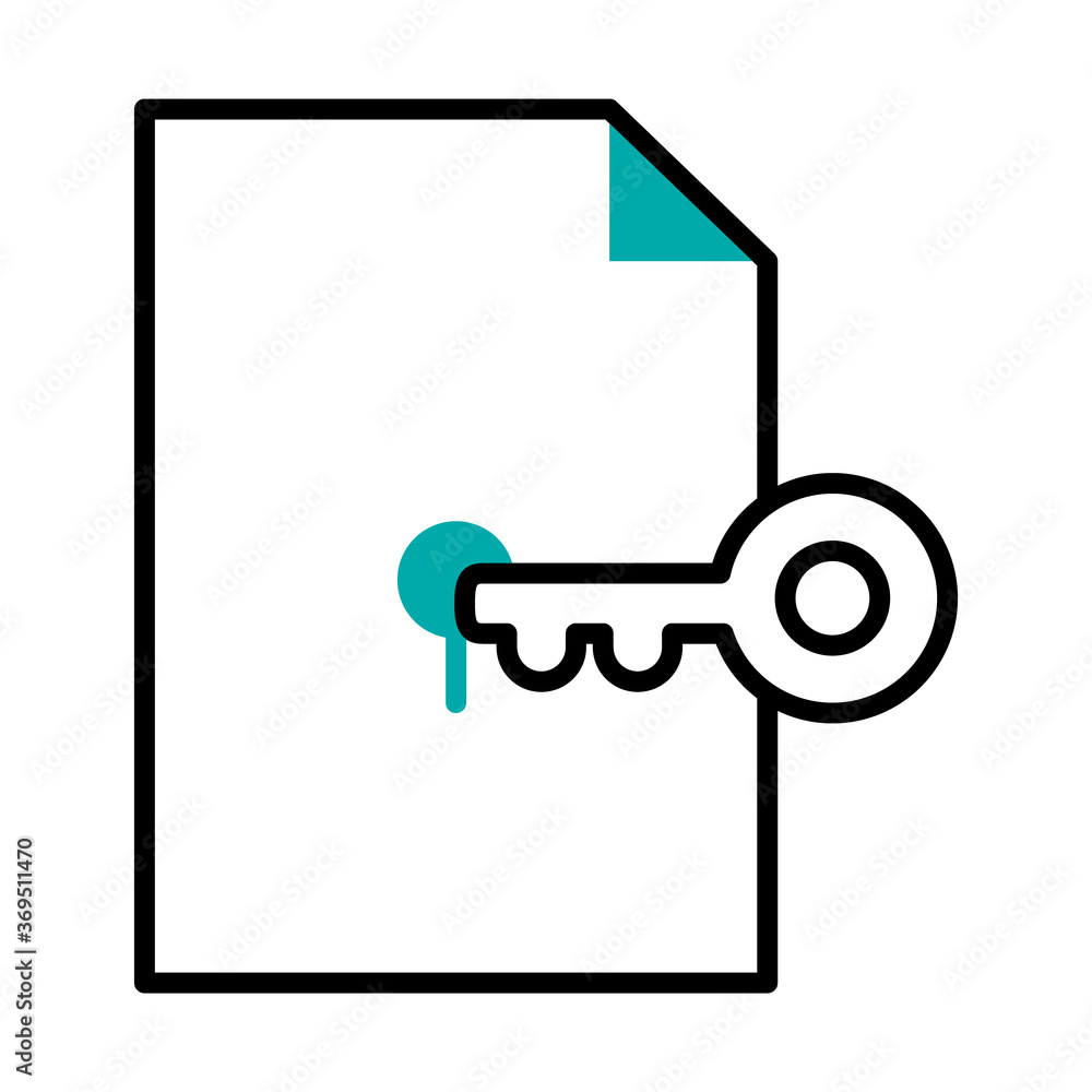 Poster document file and key icon, half line half color style