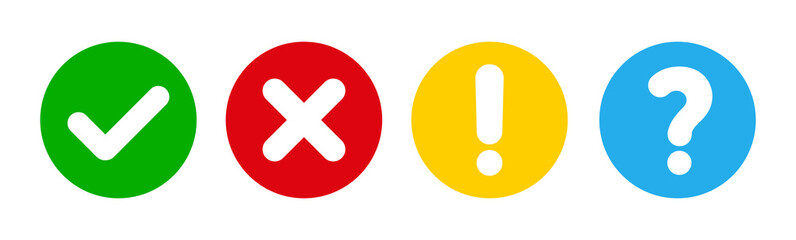 Obraz premium Check and cross, question mark vector illustration icon