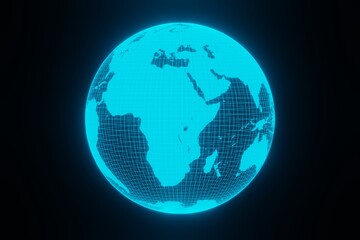 Futuristic Digital planet Earth glow hologram Rotating Global network concept 3d rendering