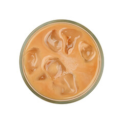 Glass of coffee with milk and ice
