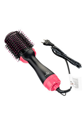 Hair Dryer With A Black And Red Comb