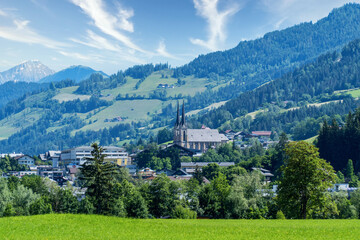 St. Johann in Salzburg - Urlaub im Salzburger Land - obrazy, fototapety, plakaty