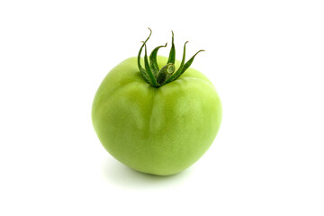 green tomato on white background