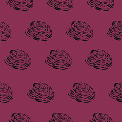 Black Roses With dark pink Background Floral Pattern Seamless Vector Illustrator. Great for fabrics, textiles, wallpapers, backgrounds, 