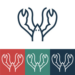 Linear vector icon with crayfish