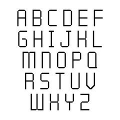 Black alphabet letters on white background