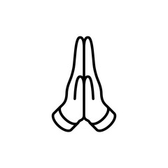 Praying hands vector icon on white background